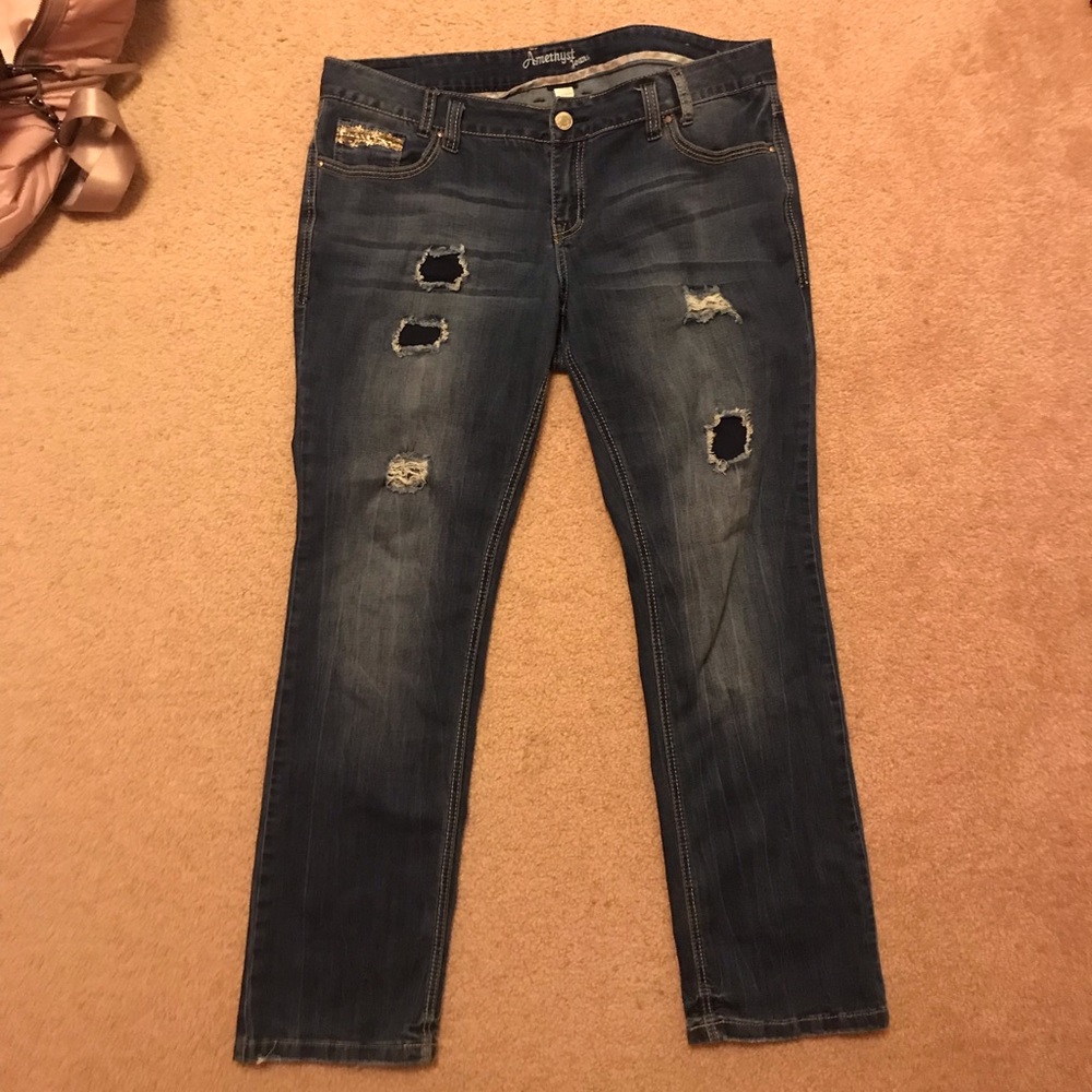 Plus size distressed jeans